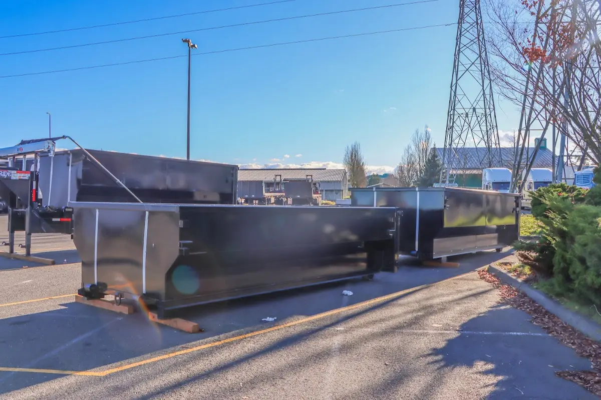 Roll-off dumpster ready for waste disposal at job site for 12 Yard Dumpster Rental in McKinney